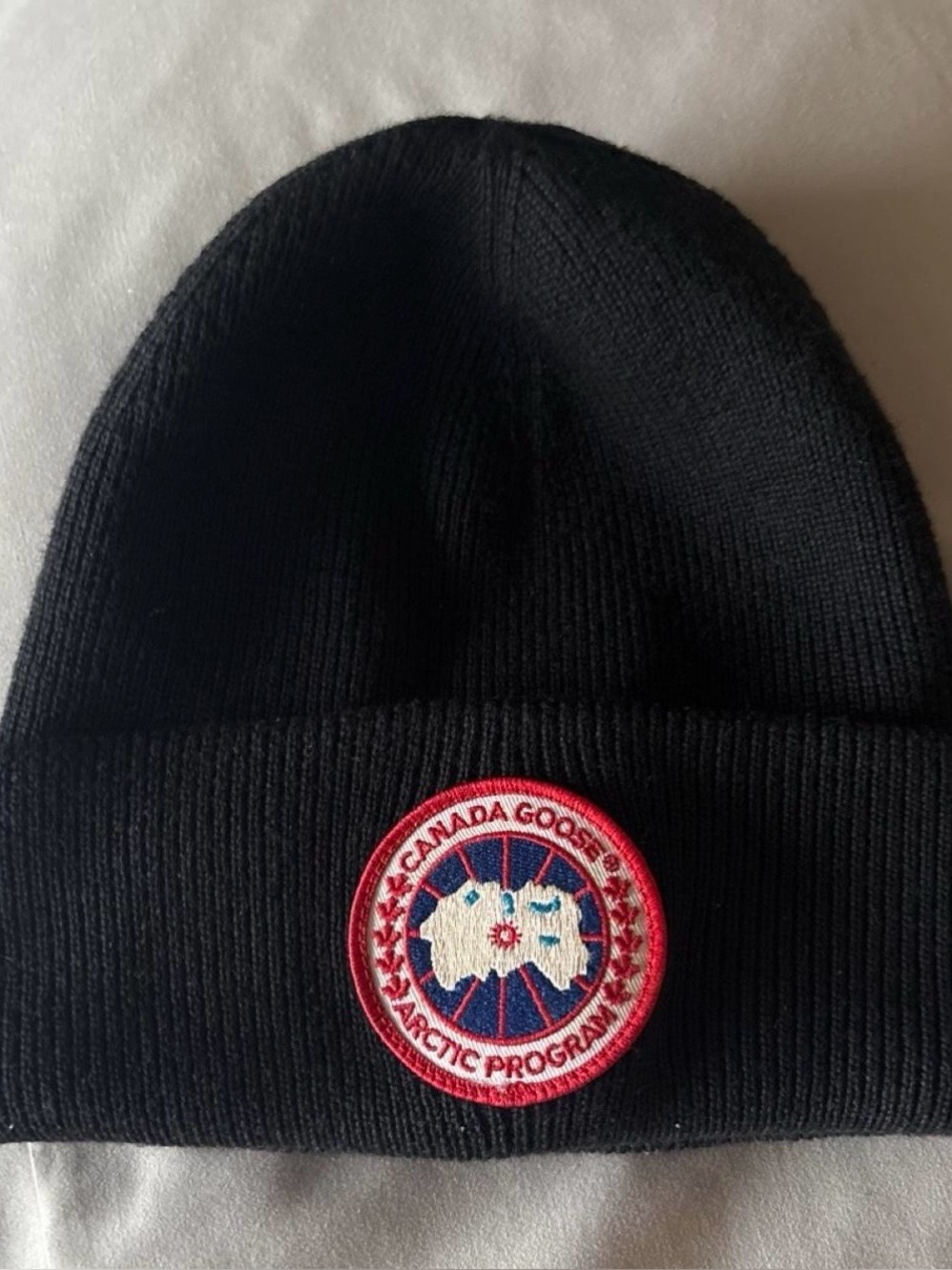 Canada Goose Red Patch Cuffed Beanie